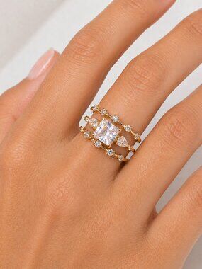 3 Piece Zircon Inlaid Ring Set